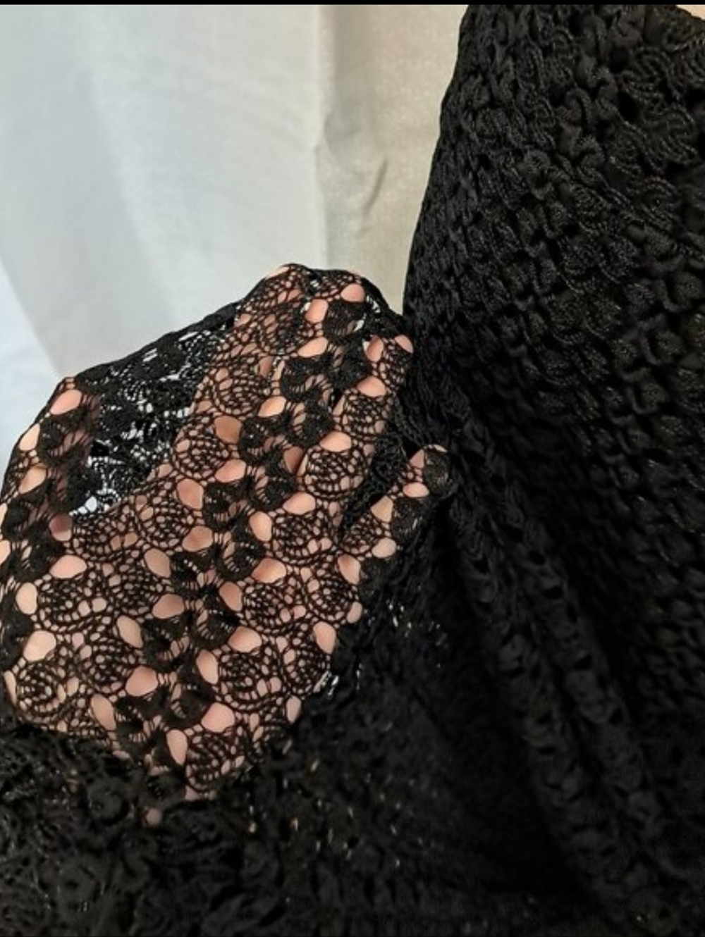 Vtg 90s Ashley Blue Coquette Black Lace Overlay Maxi Skirt Boho Whimsigoth Sz M - Picture 4 of 5